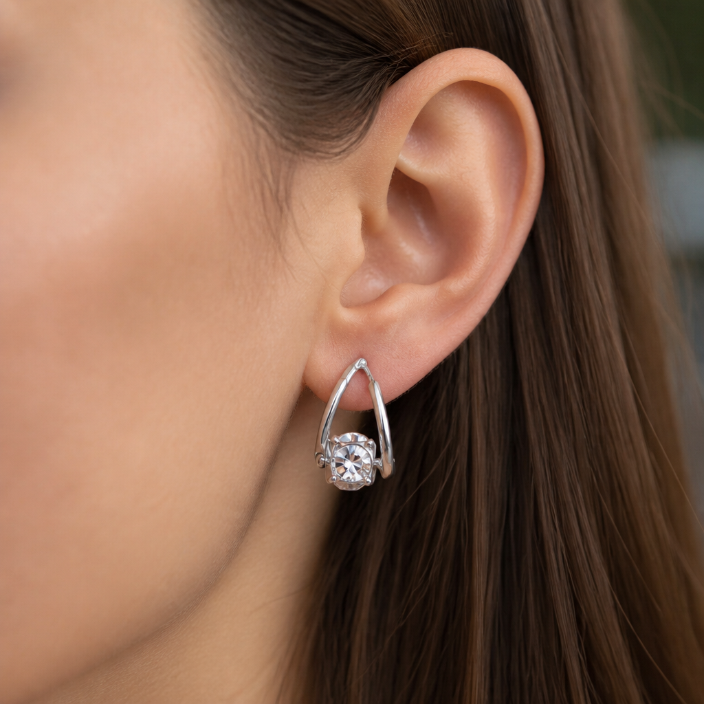 Lumelle™ – Solitaire Crystal Drop Hoop Earrings