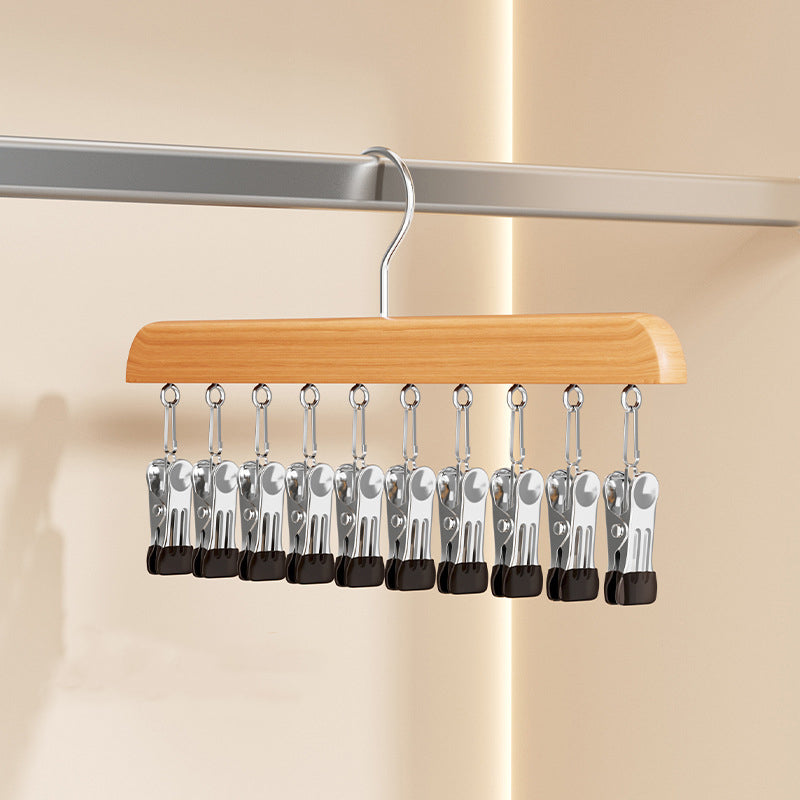 Wooden Clip Hanger for Closet Organization – Rotating Design