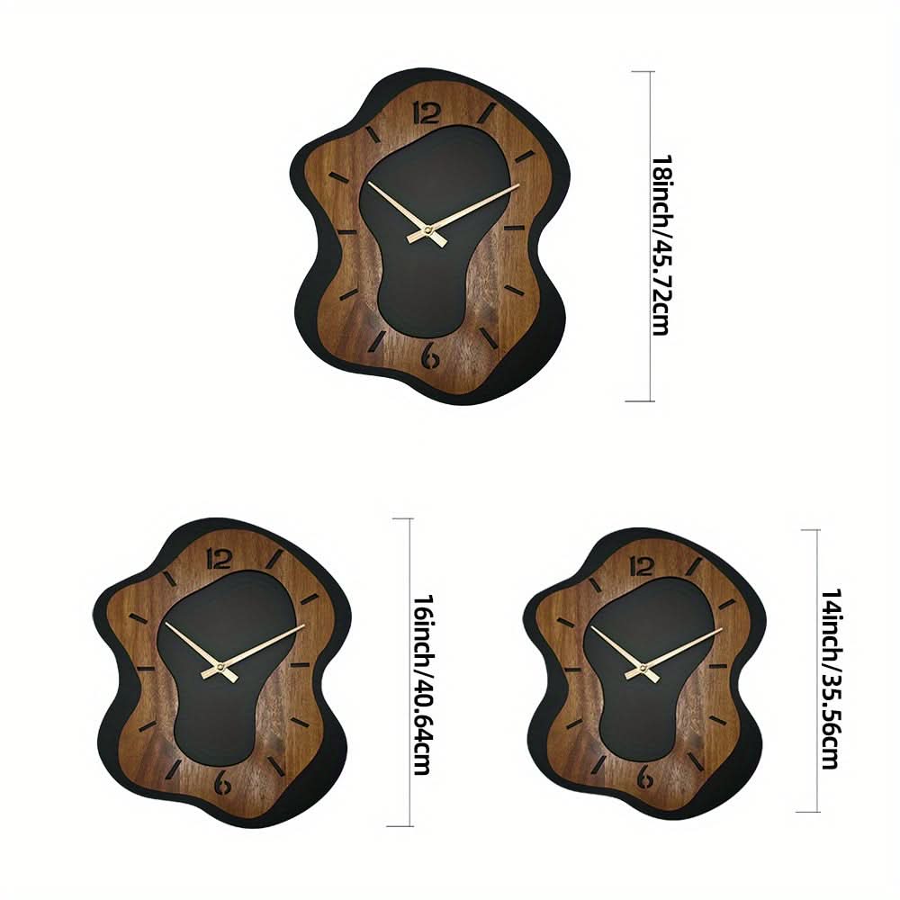 Unique Wooden Wall Clock with Irregular Design and Battery Operated