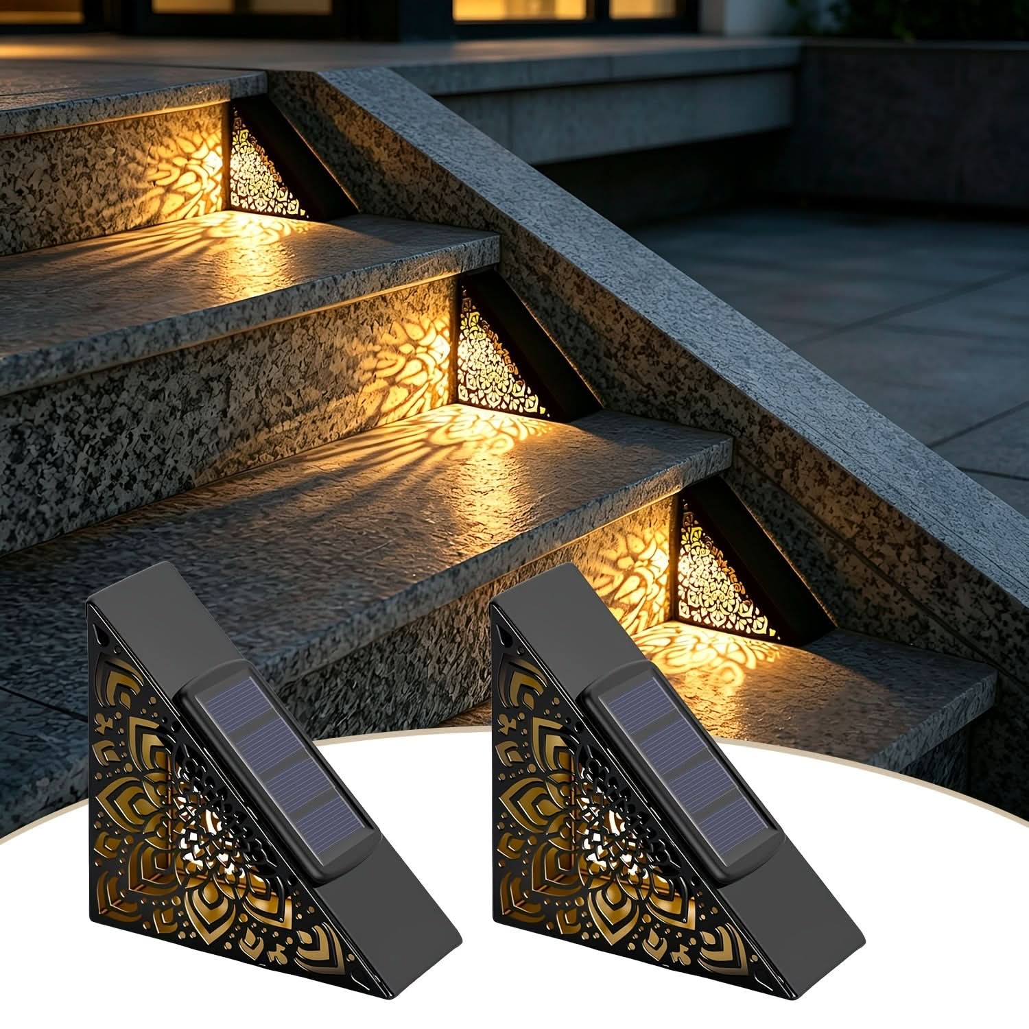 Outdoor Solar Step Lights in Metal Design