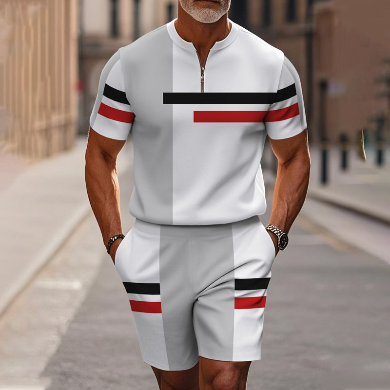 Marsten™ – Custom Zip-Collar Shirt with Matching Shorts Set for Men