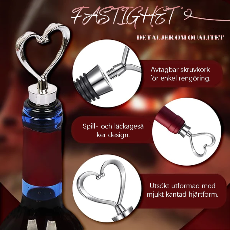 Wine Stopper in Heart Shape with Rubber Seal