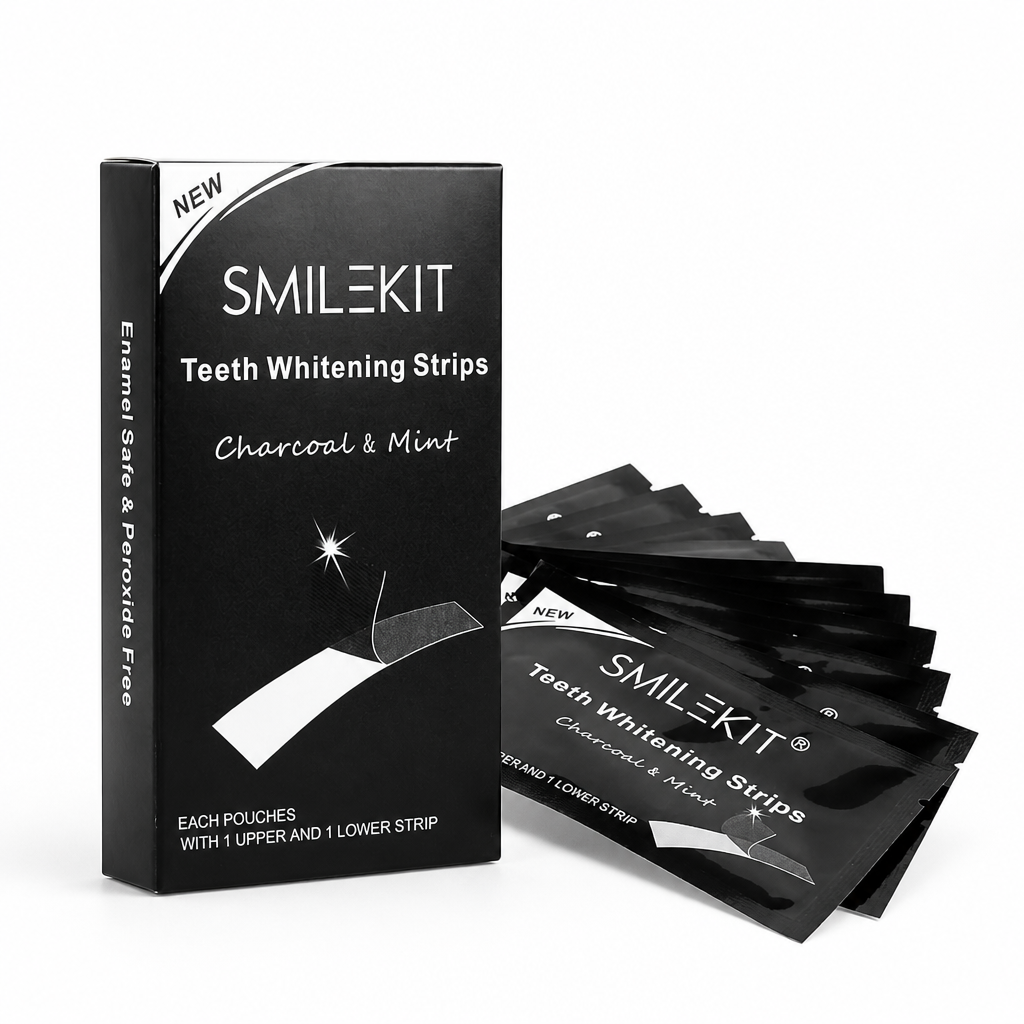 Enamel-Safe 18% PAP Charcoal & Mint Teeth Whitening Strips