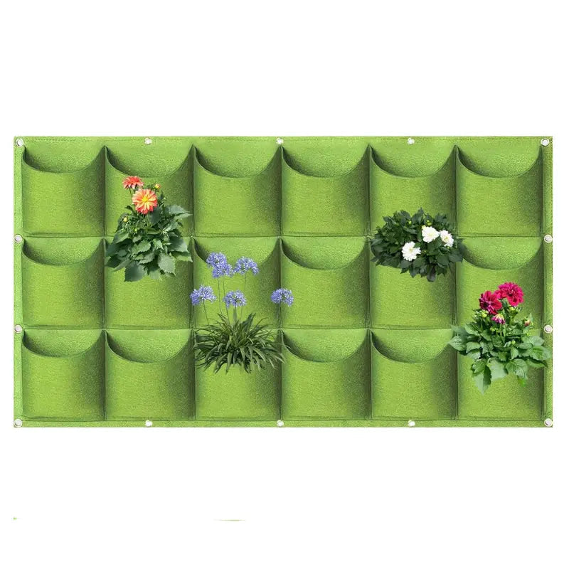 Wall-Mounted Vertical Plant Bag with 18 Pockets Made of Felt