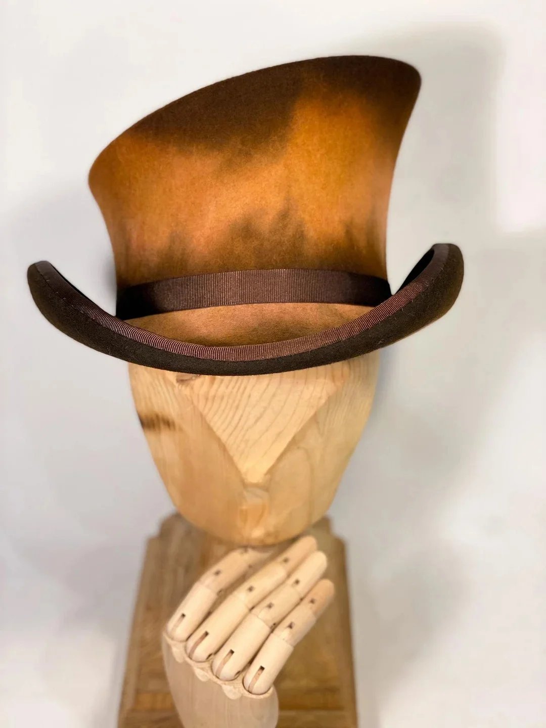 Asymmetrical Hand-Sewn Wool Cylinder Hat