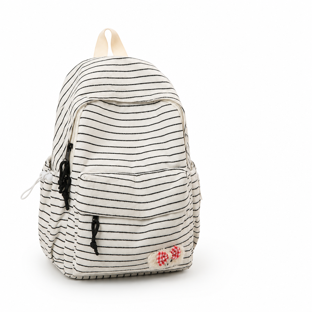 Large-Capacity Korean-Style Striped Puppy Print Backpack