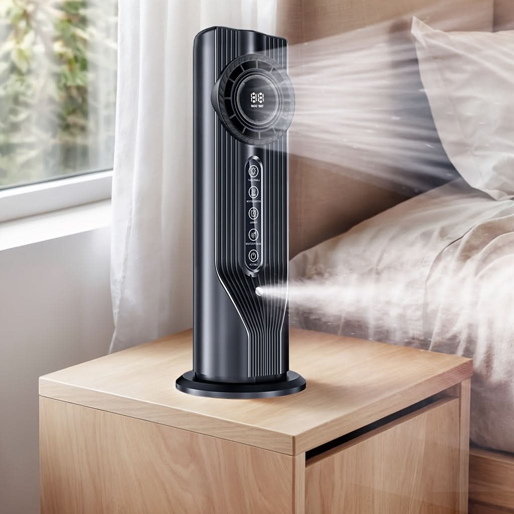 Portable USB Fan with Humidifier – 6-Speed Quiet Air Cooler for Desk