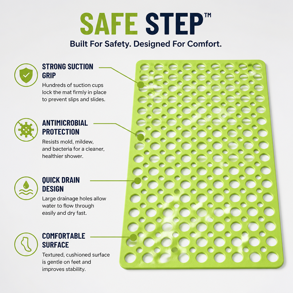 SafeStep™ — Feel Rock-Solid Safety and Freshness Every Time You Shower