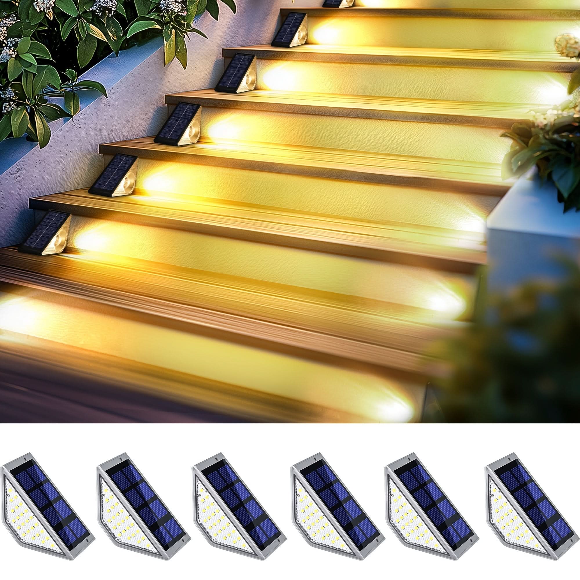 LED Outdoor Step Lights with Solar Power for Pathway Illumination