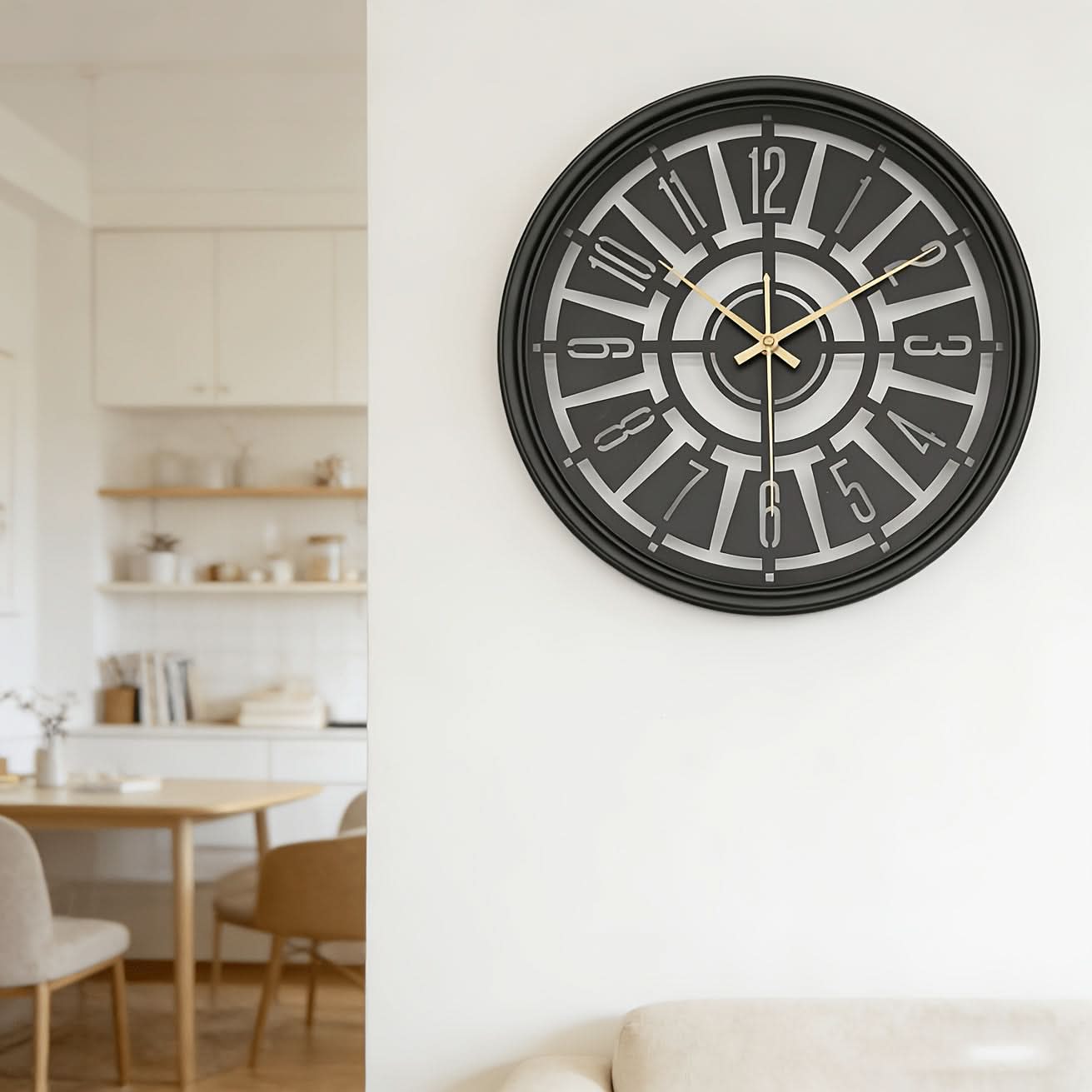 15.75-Inch Silent 3D Wall Clock with Iron Frame for Contemporary Decor