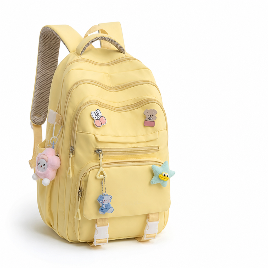 Large-Capacity Student Backpack With Pendant