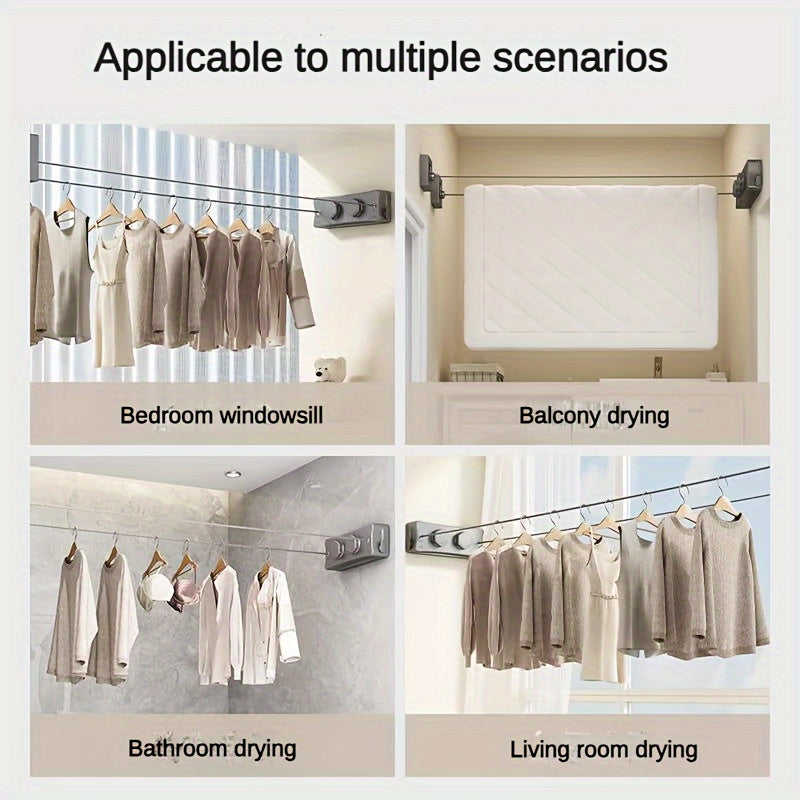 Double Line Stainless Steel Clothesline – 5.1 m Retractable Design