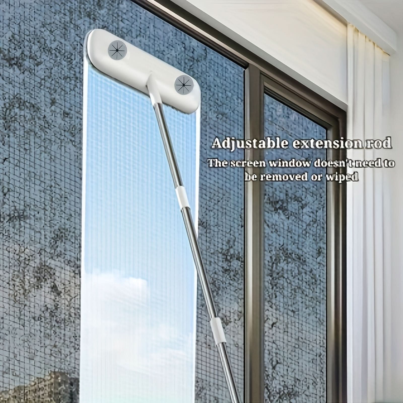 Retractable Window Cleaning Brush with Pet Hair Removal Feature