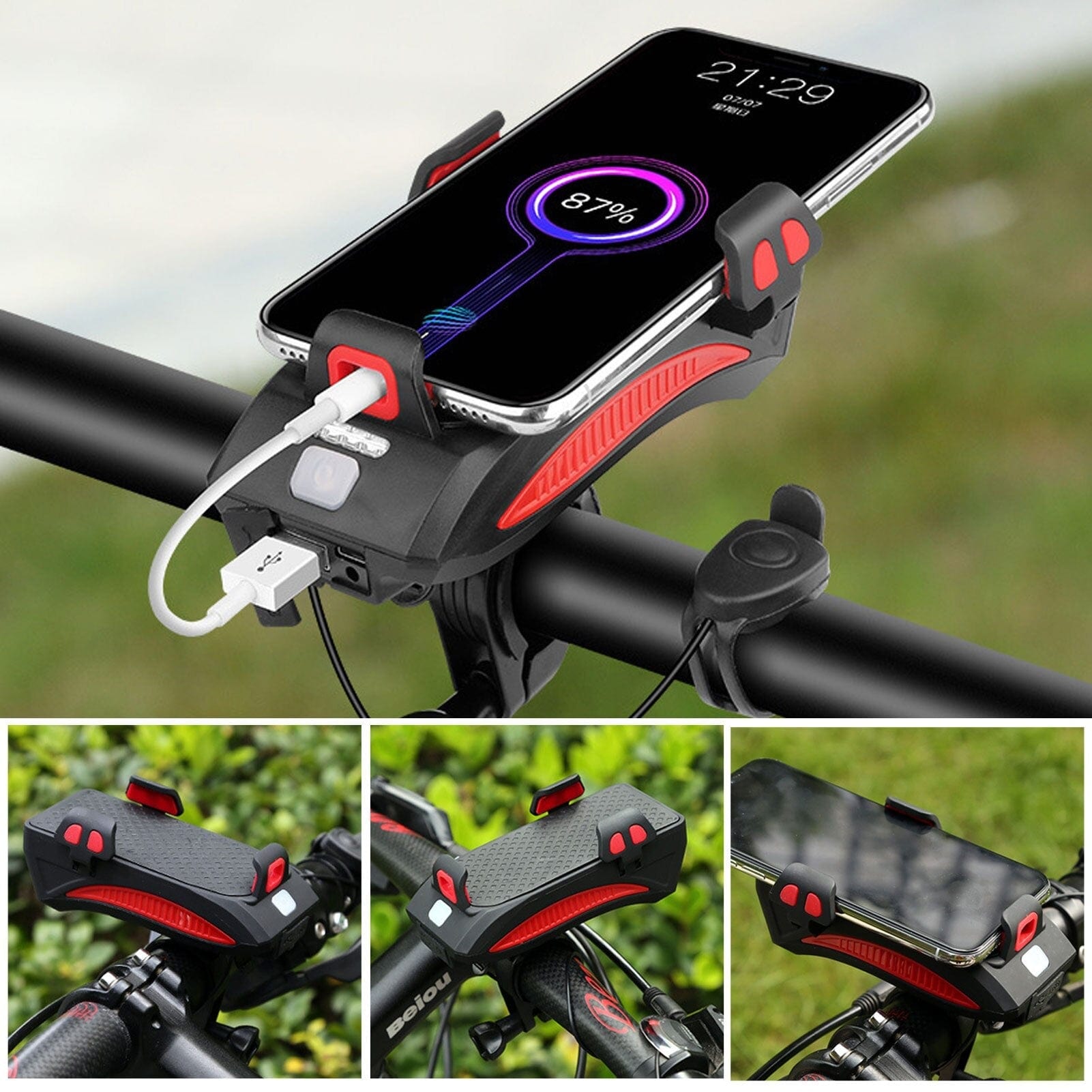 All-in-One Bike Light with Smartphone Holder & Charger