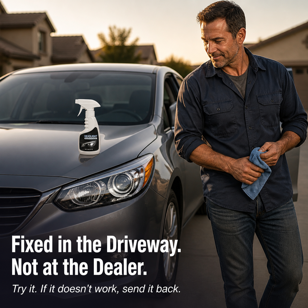 LumaShield™ — Spray to Clear Foggy Headlights Fast, No Sanding or Garage Trips Needed