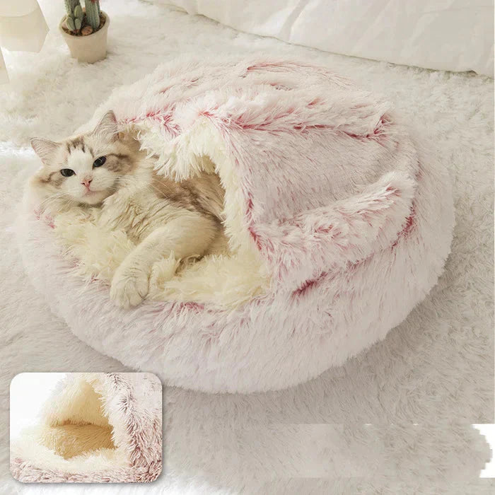 Non-Slip Bottom Round Dog Bed in Plush Fabric
