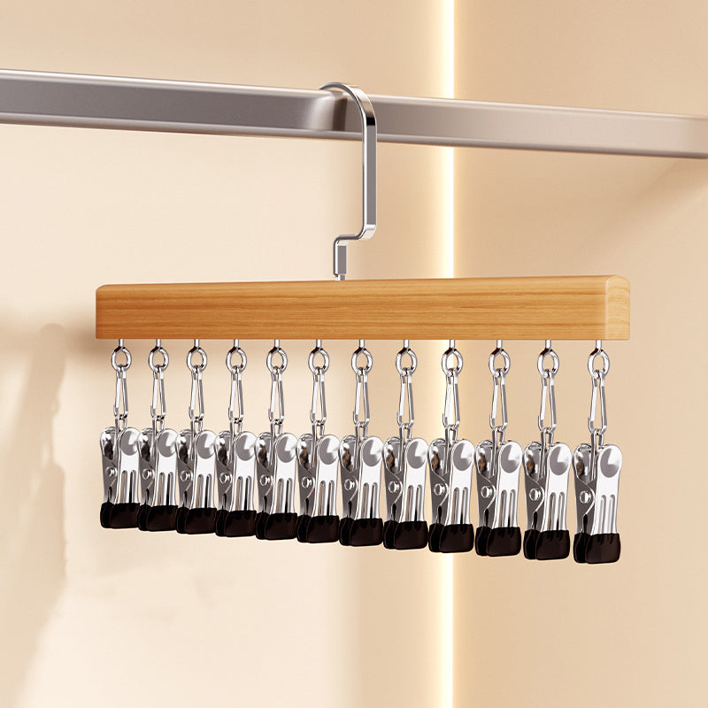 Wooden Clip Hanger for Closet Organization – Rotating Design
