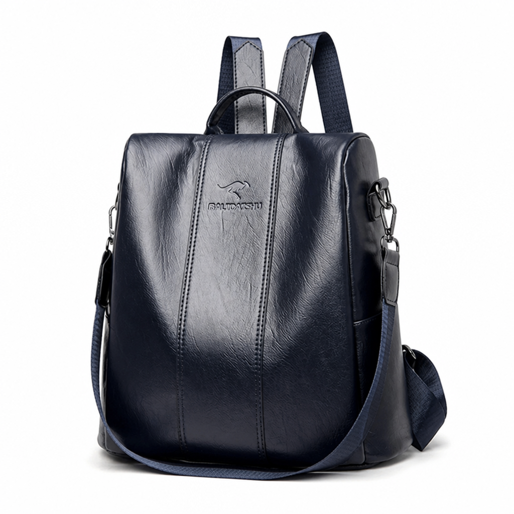 Anti-Theft Rear Zip Water-Repellent Faux Leather Convertible Backpack