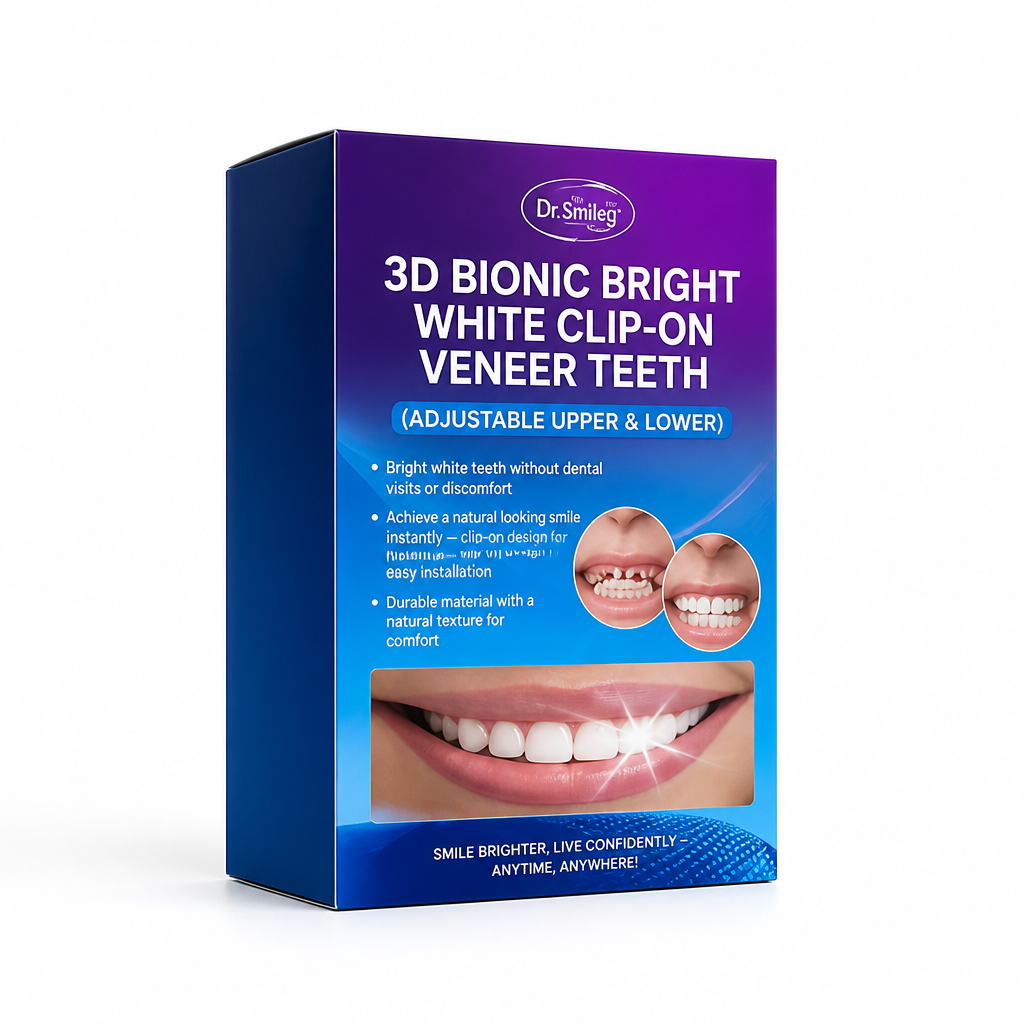 3D Bionic Bright White Clip-On Veneer Teeth (Adjustable Upper & Lower)