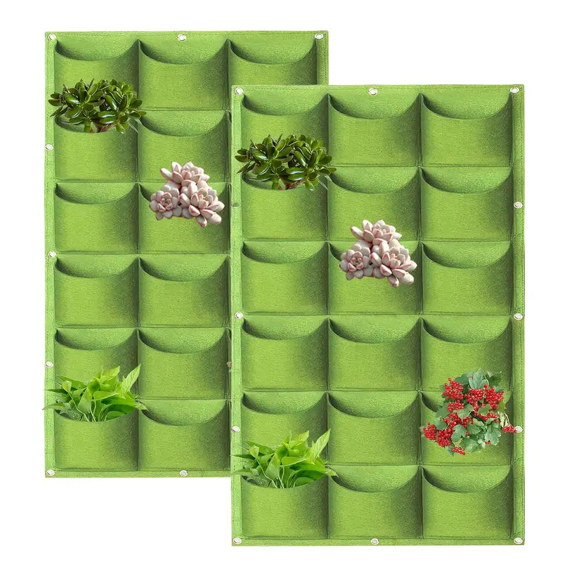 Wall-Mounted Vertical Plant Bag with 18 Pockets Made of Felt
