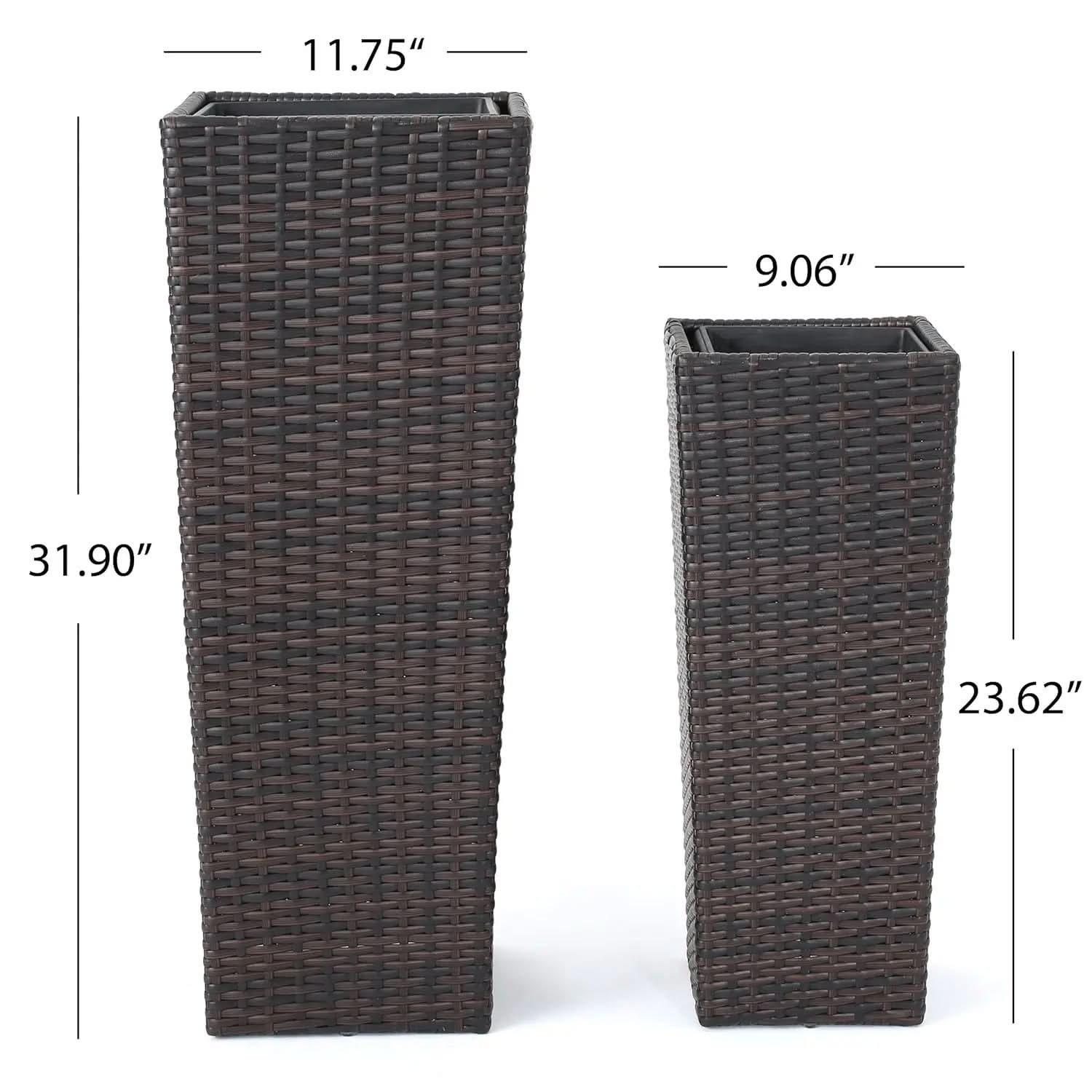 Set of Wicker Planters for Outdoor Use