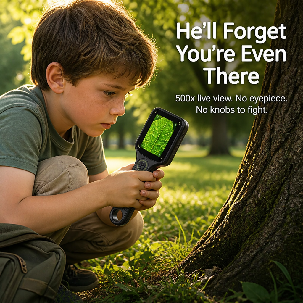 LuminaView™ — Reveal to Curious Kids the 500x Universe Concealed Within Every Leaf and Bug
