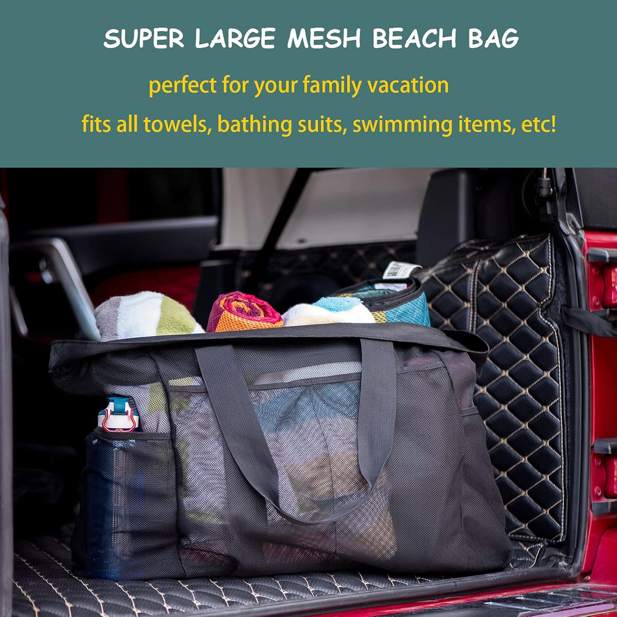 Family Pool Bag with Zipper – Extra-Large Sandproof Mesh Tote