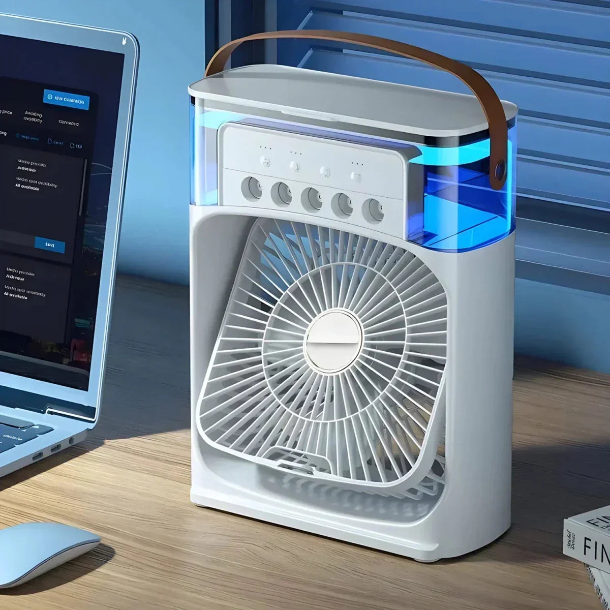 Personal Air Cooler – USB Rechargeable Compact Desk Fan with Mist and Humidifier