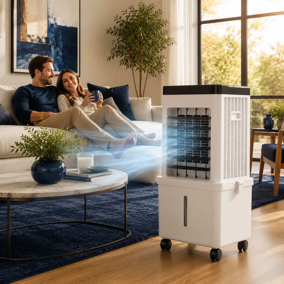 Compact 3-in-1 Air Cooler and Fan for Quiet Bedroom, Office, Desk Use
