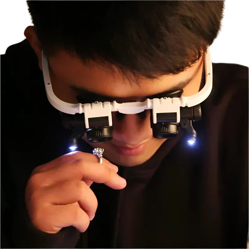 Magnifying Headset with Interchangeable Lenses 8x, 15x, 23x and Dual Lights