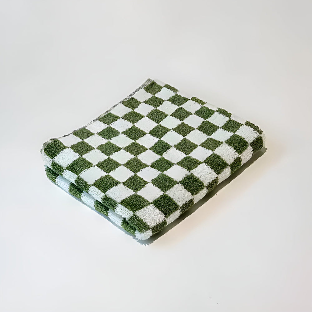 Retro Checkerboard Pattern Cotton Towel