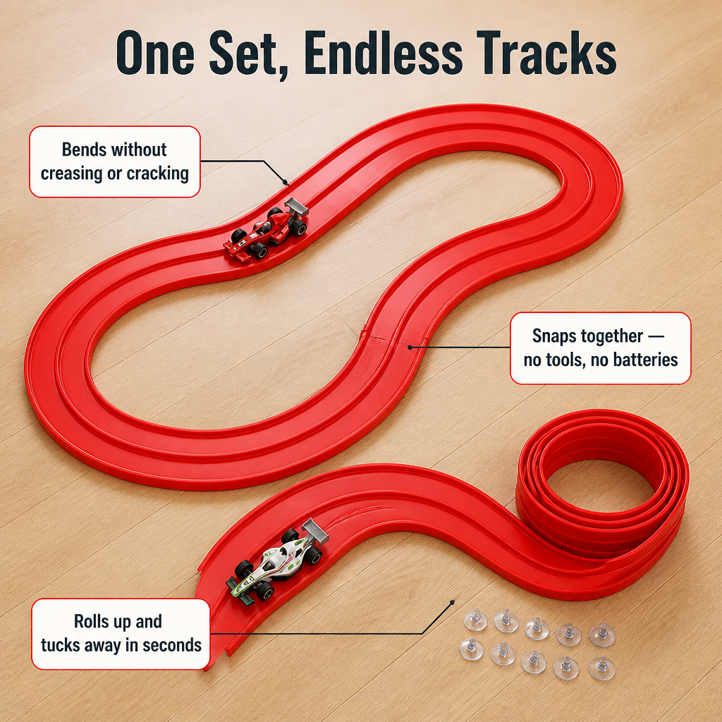 TrackBlaze™ — Bend, Loop & Race a Brand-New Track in Any Room