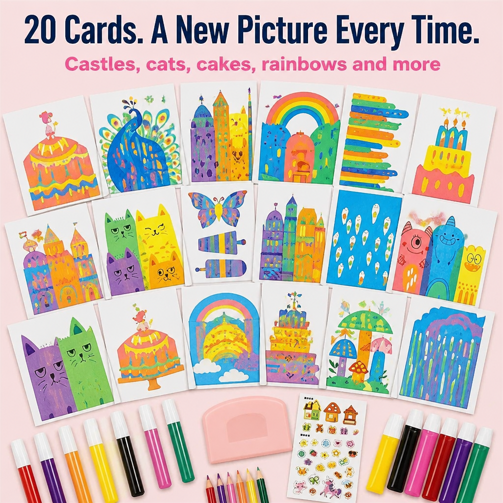 VividSpark™ — Dot, Scrape & Reveal Rainbow Art Kids Master in Minutes | 35-Piece No-Mess Set