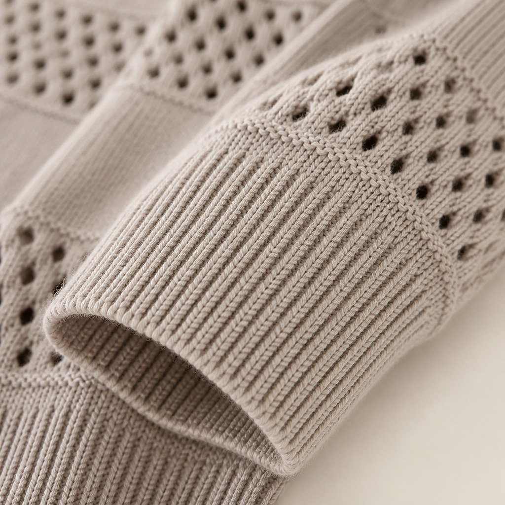 LunaCrest™ – Airy Open-Knit Oversized Cardigan with Pointelle Crochet