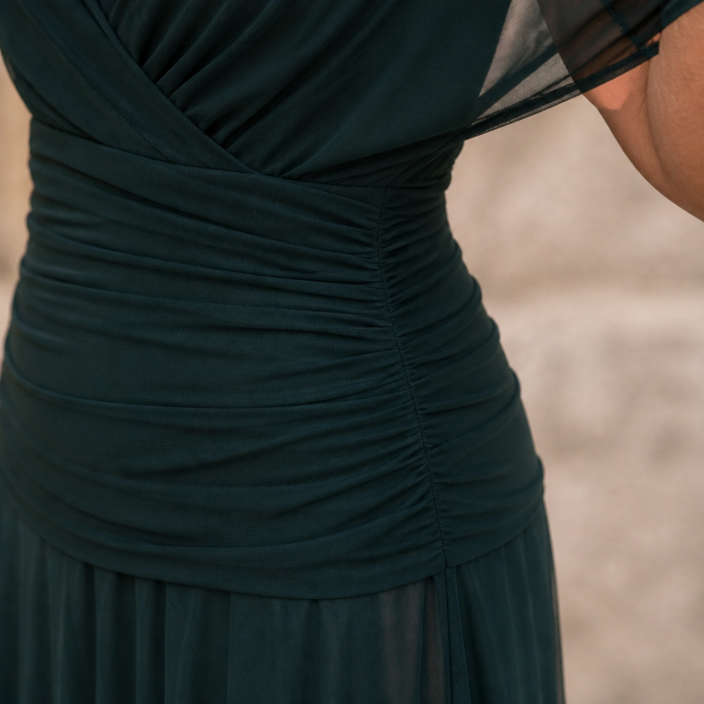 VeloraMist™ – Elegant Off-Shoulder Draped Chiffon Gown with Flowing Mermaid Skirt