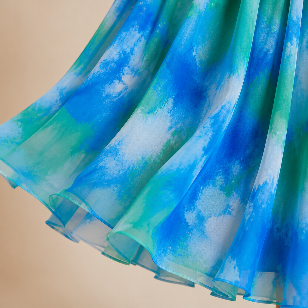 SolaraLuxe™ – Flowy Watercolor V-Neck Maxi Dress with Pockets