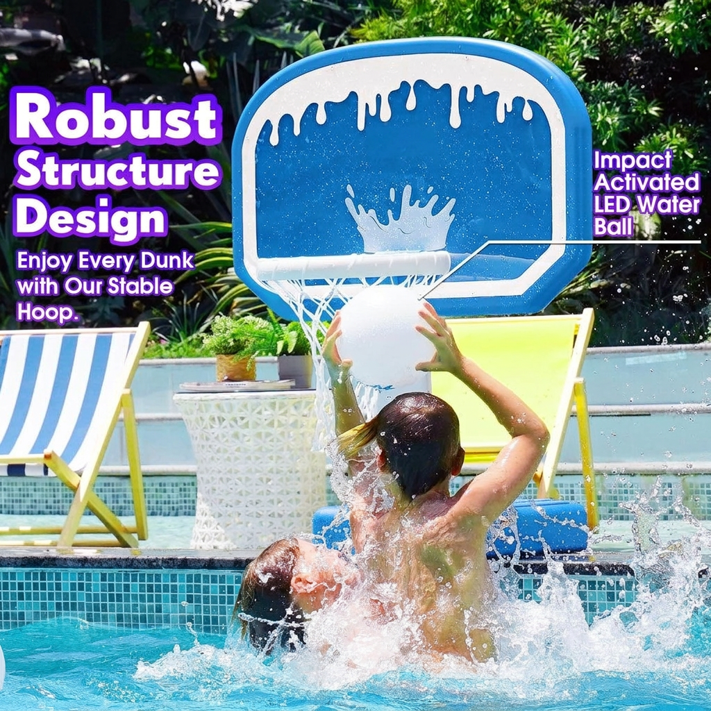 LED Pool Volleyball and Basketball Game Set – 2-in-1 with 4 Glow Balls and Remote
