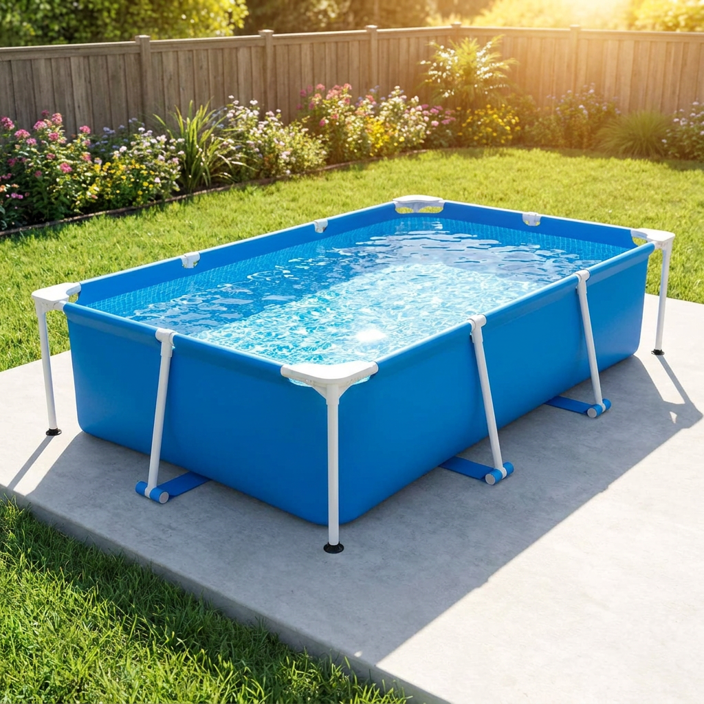 Above Ground Rectangular Swimming Pool with Corrosion-Resistant Steel Frame