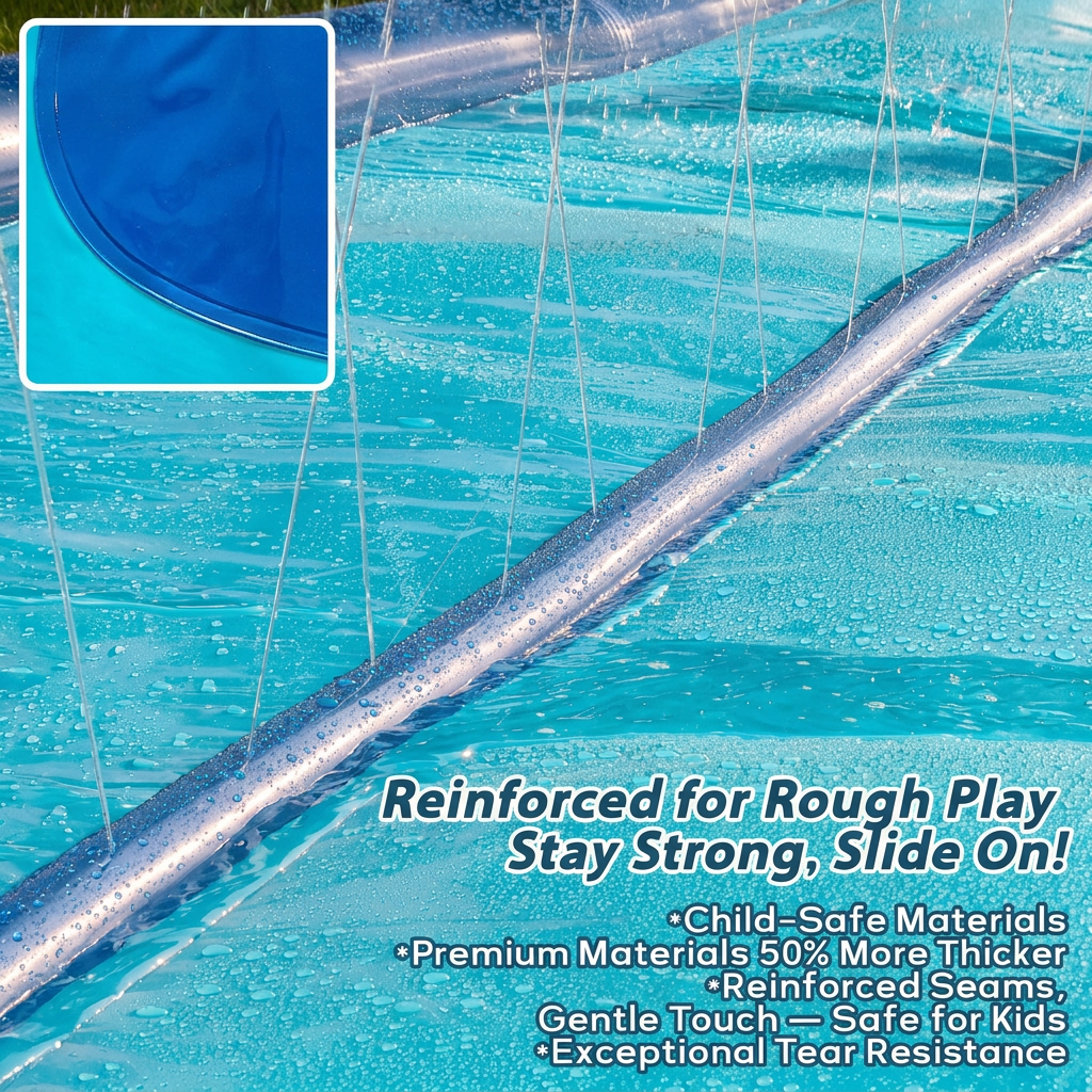 Extended Water Slide for Backyard Fun with Safety Rails and 2 Bodyboards