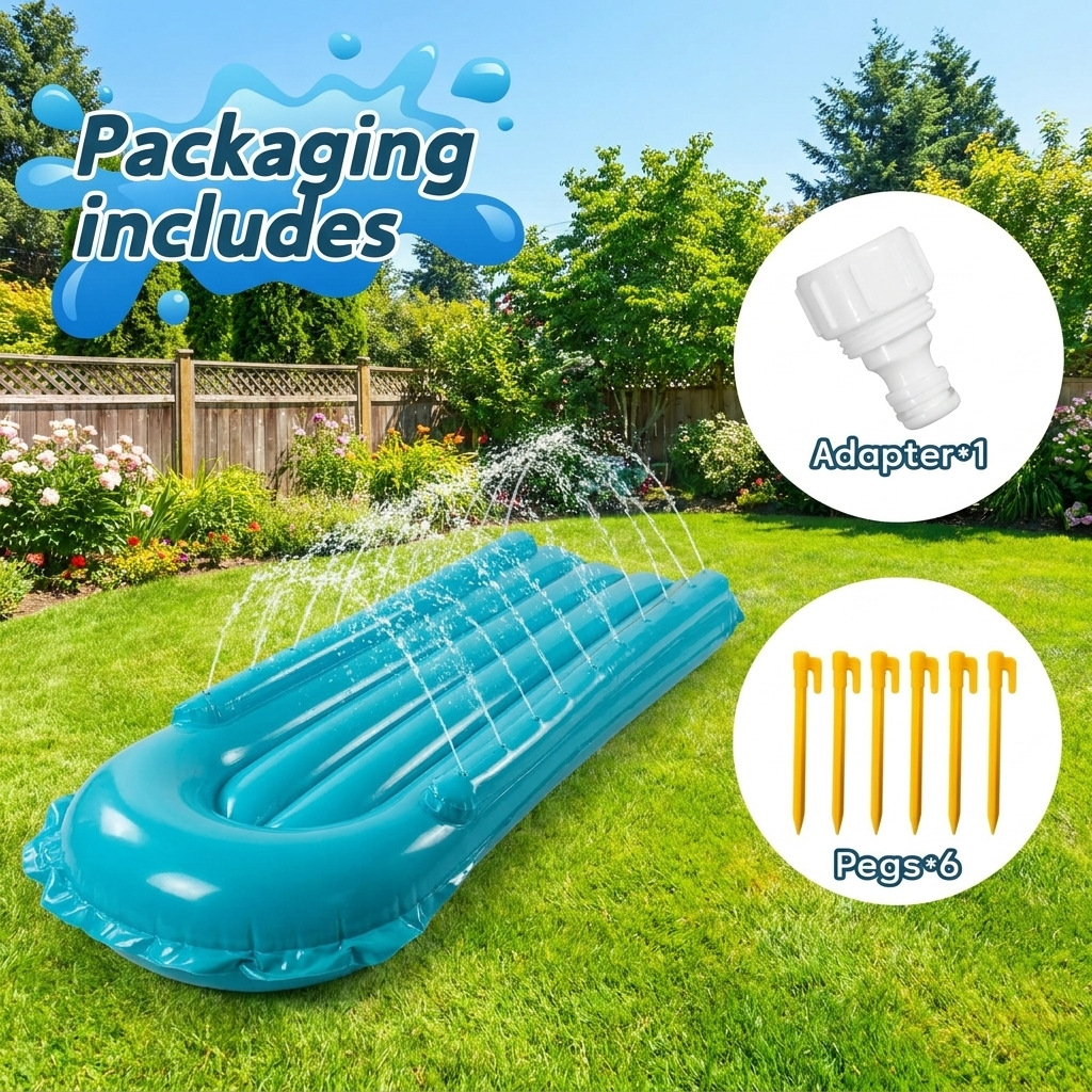 Extended Water Slide for Backyard Fun with Safety Rails and 2 Bodyboards