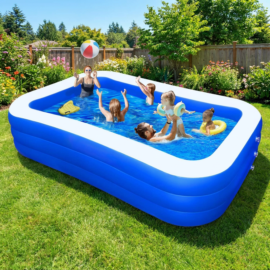 Family Sized Inflatable Swimming Pool – Large for Kids and Adults