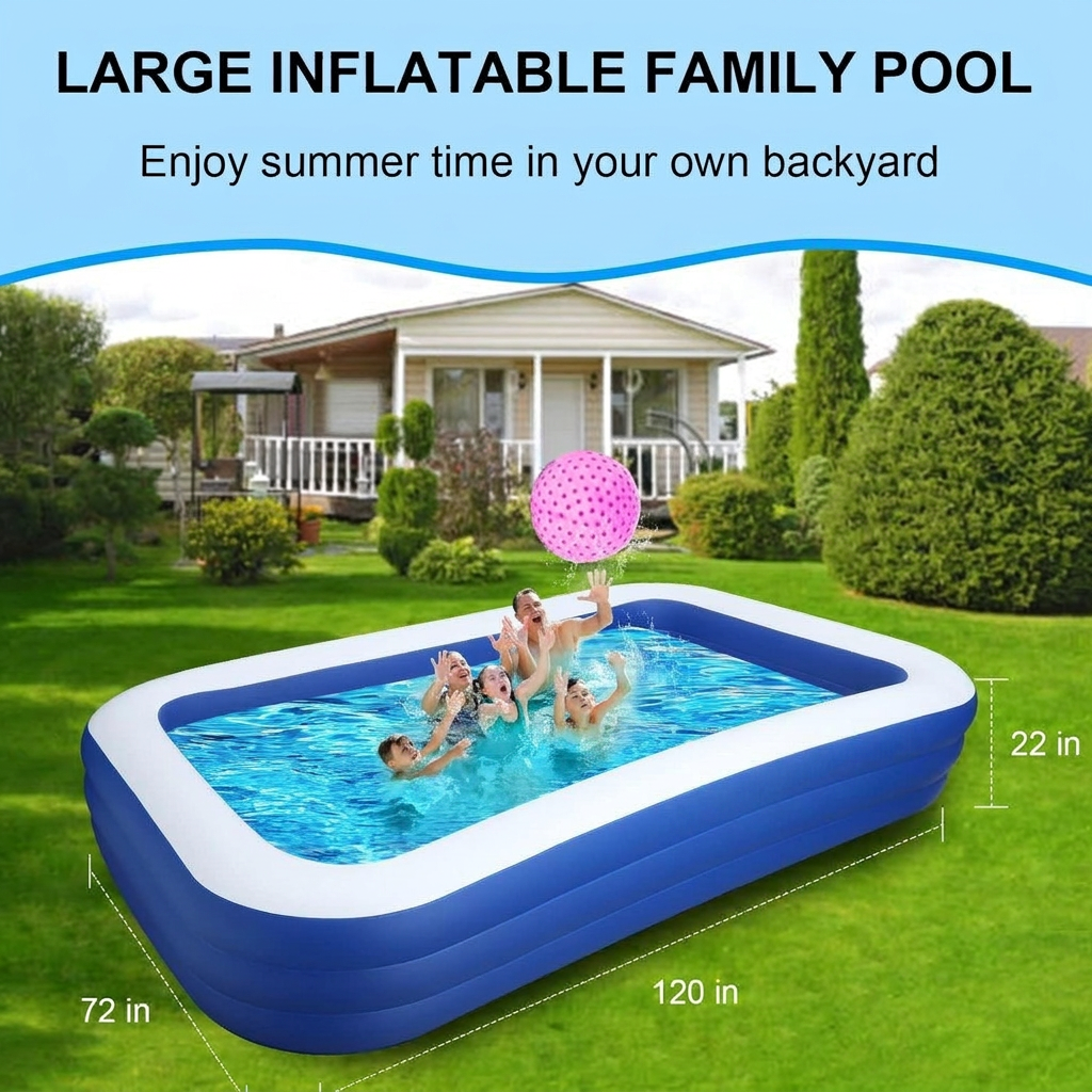 Family Sized Inflatable Swimming Pool – Large for Kids and Adults