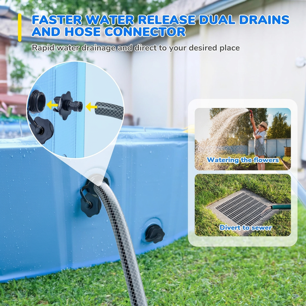 Water Play Pool for Kids and Dogs - Foldable with Non-Slip Sprinkler