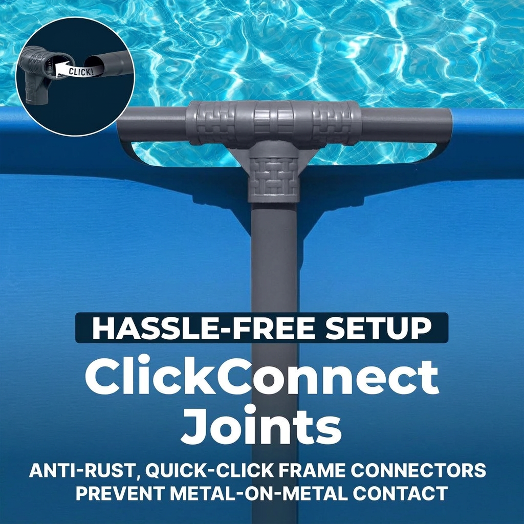Round Above Ground Pool with Sturdy Steel Frame for Backyard Use