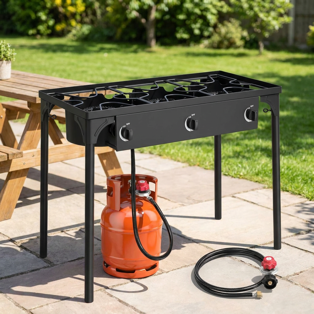 Outdoor Cooking Stove with Removable Legs and Temperature Gauge – Propane Burner
