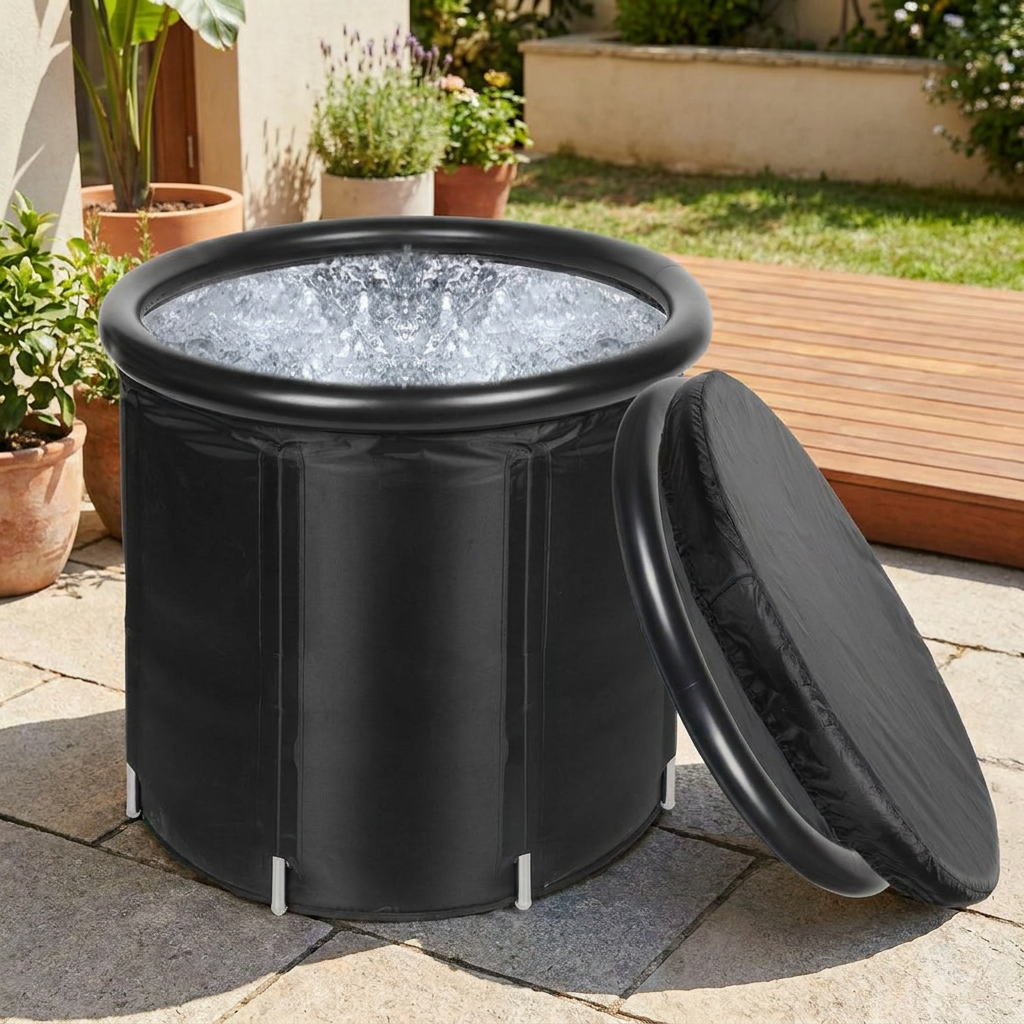 Insulated Cold Plunge Tub with Cover, Pump, and Steel Support Rods - XL