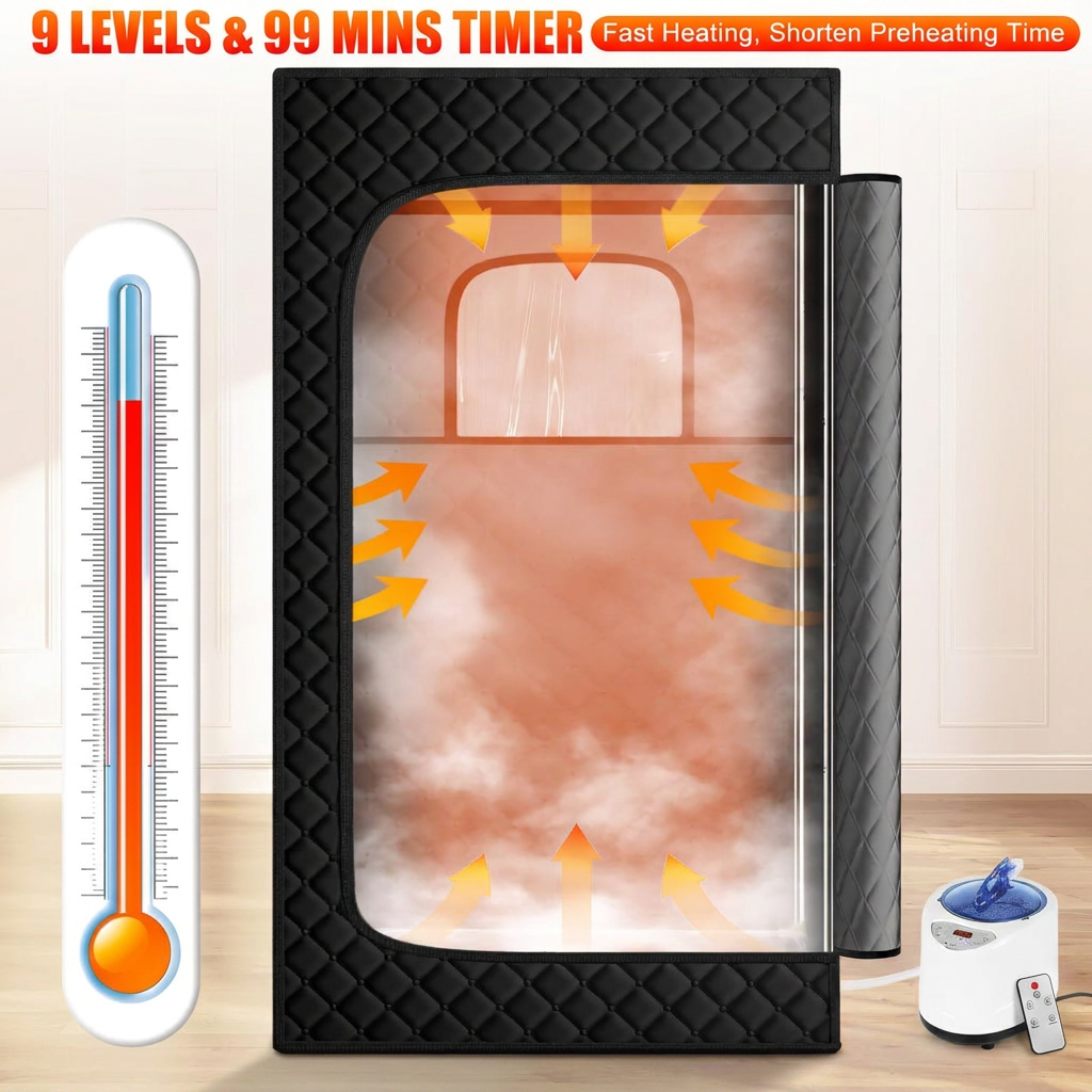 Home Steam Sauna Tent with Generator and Collapsible Chair