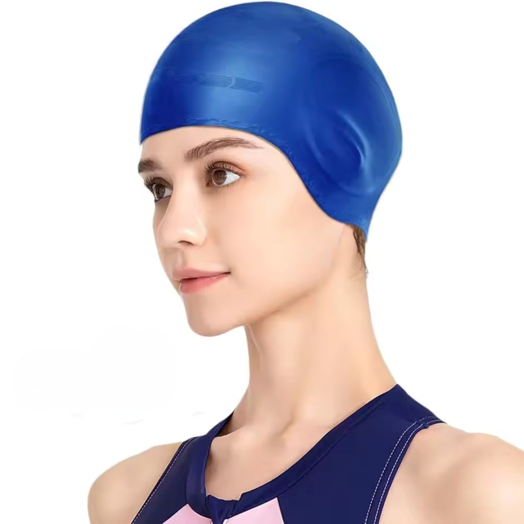 Waterproof Silicone Swim Cap for Long Hair with Ear Protection