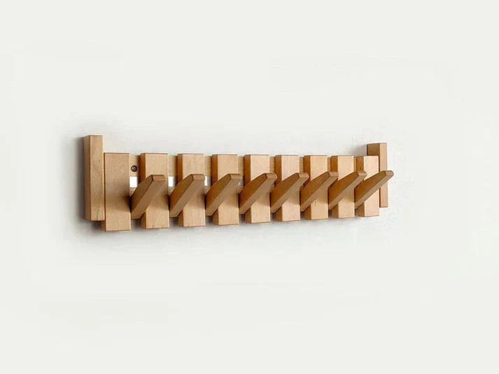Piano-Style Wooden Coat Rack for Wall – 4 to 8 Hooks