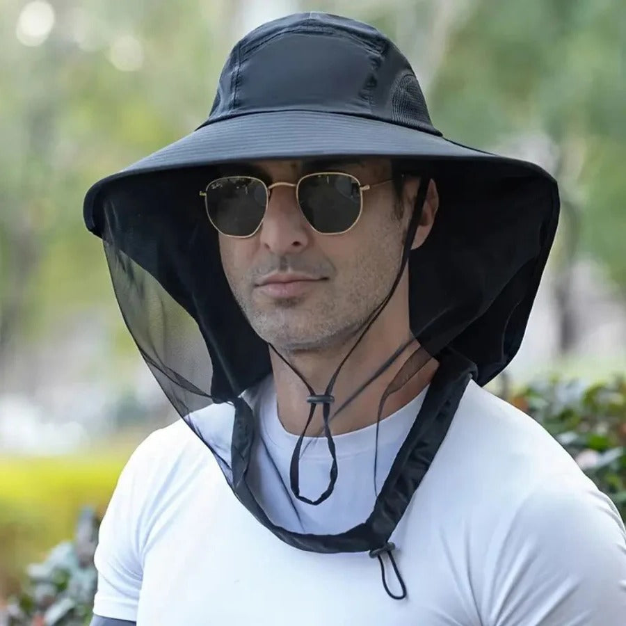 UV Protection Fishing and Hiking Hat – Breathable Wide Brim with Mosquito Net and Neck Flap